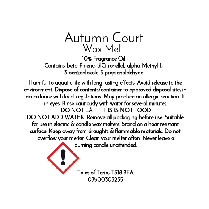Autumn Court | Clamshell Wax Melt | Courts Collection