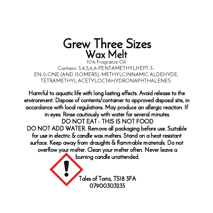 Grew Three Sizes | Clamshell Wax Melt
